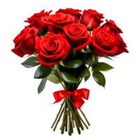 AI generated Bouquet of Red Roses Isolated on Transparent Background png