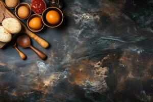 AI generated kitchen spices are on the kitchen table background professional advertising photography photo