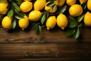 AI generated lemon fruit on isolated kitchen table background professional advertising photography photo