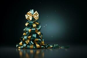 AI generated christmas tree made with ribbon photo