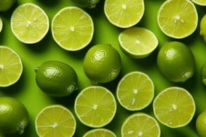 AI generated lime fruit on isolated kitchen table background professional advertising photography photo