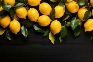 AI generated lemon fruit on isolated kitchen table background professional advertising photography photo