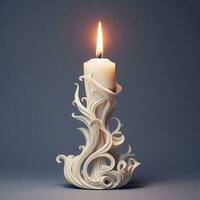 AI generated Antique Candle Holder With Flame photo