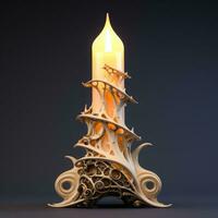 AI generated Antique Candle Holder With Flame photo