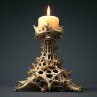 AI generated Antique Candle Holder With Flame photo