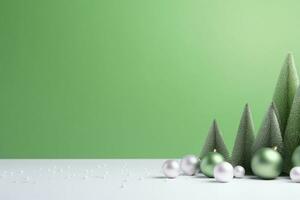 AI generated merry Christmas 3d rendered green Podium display for event photo