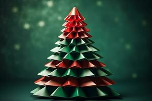 AI generated Christmas tree in paper style on white background photo