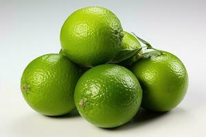 AI generated ripe lime fruit in the kitchen table professional advertising food photography photo