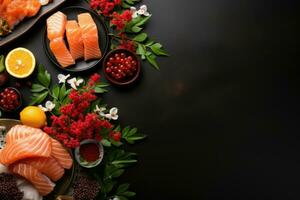 ai generado Sushi japonés comida aislado en cocina mesa profesional publicidad comida fotografía foto