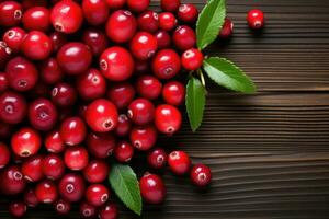 AI generated cranberry isolated kitchen table background professional advertising food photography photo