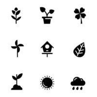 Spring Season Solid Icon Design Vector Symbol Set