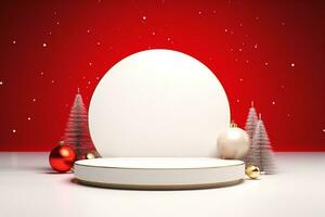 AI generated 3d rendered Podium display for merry Christmas event photo