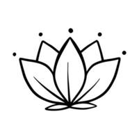 Simple lotus flower line drawing outline isolated in white background.  Lotus Blossom Symbol Icons. Vector illustration concept of Abstract Lotus flower