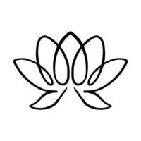 Simple lotus flower line drawing outline isolated in white background.  Lotus Blossom Symbol Icons. Vector illustration concept of Abstract Lotus flower