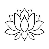 Simple lotus flower line drawing outline isolated in white background.  Lotus Blossom Symbol Icons. Vector illustration concept of Abstract Lotus flower