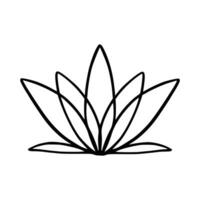 Simple lotus flower line drawing outline isolated in white background.  Lotus Blossom Symbol Icons. Vector illustration concept of Abstract Lotus flower