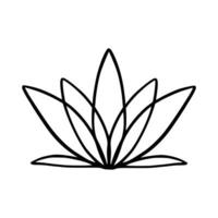 Simple lotus flower line drawing outline isolated in white background.  Lotus Blossom Symbol Icons. Vector illustration concept of Abstract Lotus flower