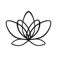 Simple lotus flower line drawing outline isolated in white background.  Lotus Blossom Symbol Icons. Vector illustration concept of Abstract Lotus flower