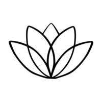 Simple lotus flower line drawing outline isolated in white background.  Lotus Blossom Symbol Icons. Vector illustration concept of Abstract Lotus flower