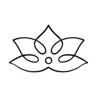 Simple lotus flower line drawing outline isolated in white background.  Lotus Blossom Symbol Icons. Vector illustration concept of Abstract Lotus flower