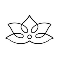 Simple lotus flower line drawing outline isolated in white background.  Lotus Blossom Symbol Icons. Vector illustration concept of Abstract Lotus flower