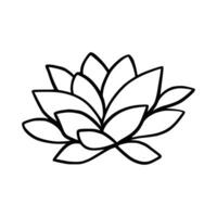 Simple lotus flower line drawing outline isolated in white background.  Lotus Blossom Symbol Icons. Vector illustration concept of Abstract Lotus flower