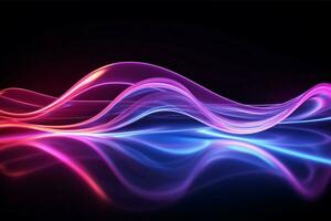 AI generated Blue and pink light dance in a stunning abstract wave technology photo