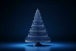 AI generated Abstract Blue shinny Christmas tree with bokeh background technology concept photo