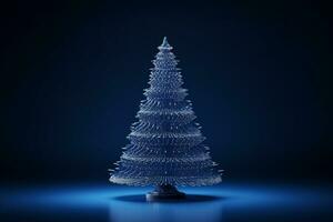 AI generated Abstract Blue shinny Christmas tree with bokeh background technology concept photo