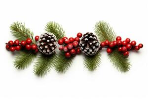 AI generated Christmas tinsel realistic on white background photo