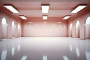 AI generated Spatial magic Empty room bathed in top light, 3D rendering photo