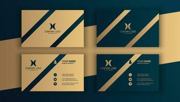 Gradient golden luxury horizontal business card premium template vector