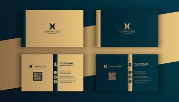 Gradient golden luxury horizontal business card premium template vector