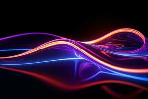 AI generated Glowing curvy shapes in a mesmerizing 3D abstract tech background photo