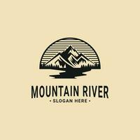 Mountain river logo design vintage retro style vector