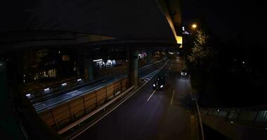 een nacht verkeer jam Bij de stad straat in tokyo vis oog schot video