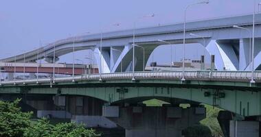 A timelapse of traffic jam at the highway and railway in Tokyo video