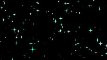 rörelse grafik av de tindra glitter cyan stjärna gnistrande Bakom svart bakgrund video