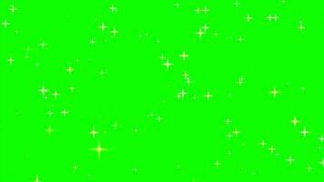 Motion graphics of the twinkle glitter star sparkling behind green background video