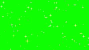 Motion graphics of the twinkle glitter star sparkling behind green background video