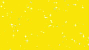 Motion graphics of the twinkle glitter white star sparkling behind yellow background video