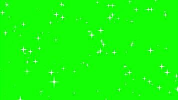 Motion graphics of the twinkle glitter white star sparkling behind green background video