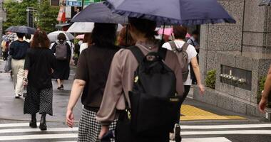 uma lento movimento do caminhando pessoas às a cidade rua dentro nishishinjuku Tóquio video