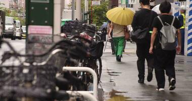 A slow motion of walking people at the city street in Nishishinjuku Tokyo video