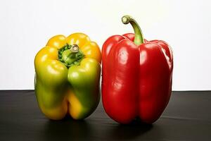 AI generated Fresh red and green bell pepper isolated on a white background photo