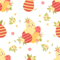 Seamless pattern  chick with Easter egg png