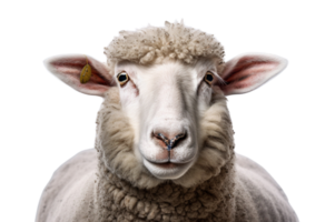 AI generated White fluffy sheep farm portrait isolated on a transparent background. png