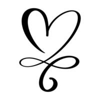 amor vector negro corazón forma marco con infinito firmar cepillo icono. garabatear mano dibujado enamorado día logo. decoración para saludo tarjeta, boda, taza, foto superposiciones, camiseta imprimir, póster diseño