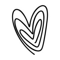 Love heart vector logo lines illustration. Black outline. Element Monoline for Valentine Day banner, poster, greeting card