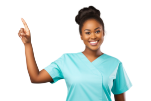 AI generated Asia young nurse man isolated smiling and pointing on transparent background. png